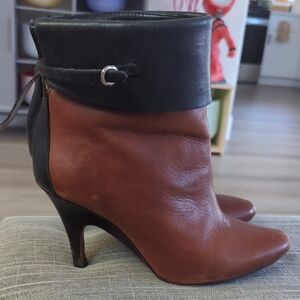 10 Crosby Derek Lam Two-Tone Brown and Black Leather Ankle Boots